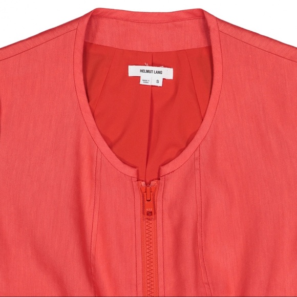 $600 Helmut Lang Red Linen Twill Bomber Jacket - Picture 4 of 4